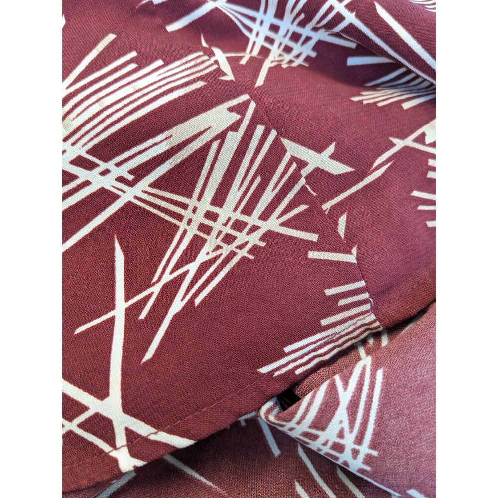 Article Medium Halter Shift Mini Dress Maroon White Abstract Print Sleeveless - Picture 2 of 15